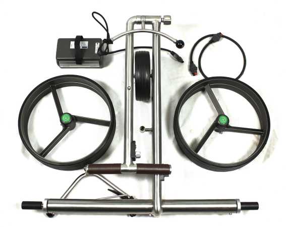 Kingfisher® K2, Golftrolley elektrisch und schnell-klappbar, Bedienung durch Drehrad, 42mm High-Tech-Antriebe "Made in Germany", Bergabfahrbremse