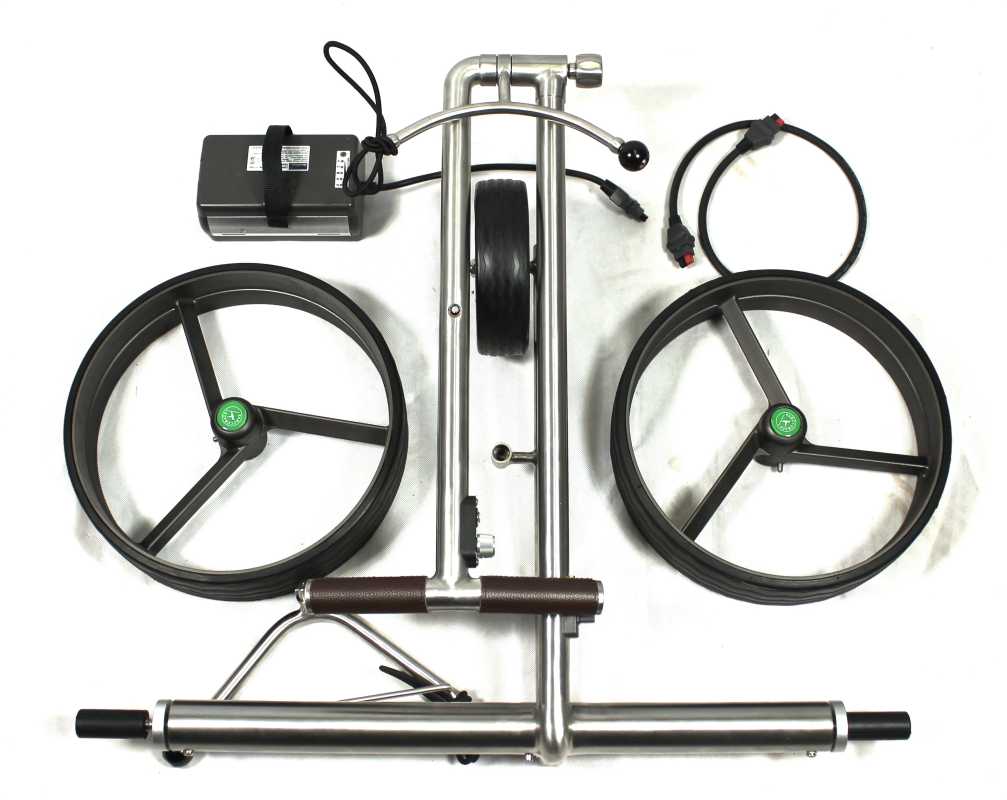 Kingfisher® K2, Golftrolley elektrisch und schnell-klappbar, Bedienung durch Drehrad, 42mm High-Tech-Antriebe "Made in Germany", Bergabfahrbremse